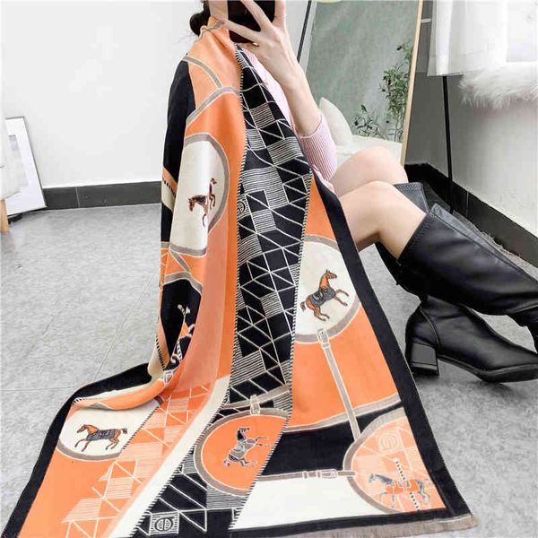 shawl 2021 double-sided jacquard imitation cashmere scarf women's autumn and winter korean warm neck cover travel tassel cloak, Blue;gray
shawl 2021 double-sided jacquard imitation cashmere scarf women's autumn and winter korean warm neck cover travel tassel cloak, Blue;gray