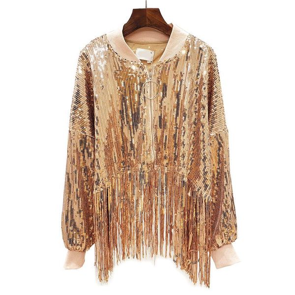 women's jackets women sequins tassel spring summer long sleeve zipper fashion gold silver black short thin jacket ladies coat, Black;brown
women's jackets women sequins tassel spring summer long sleeve zipper fashion gold silver black short thin jacket ladies coat, Black;brown
