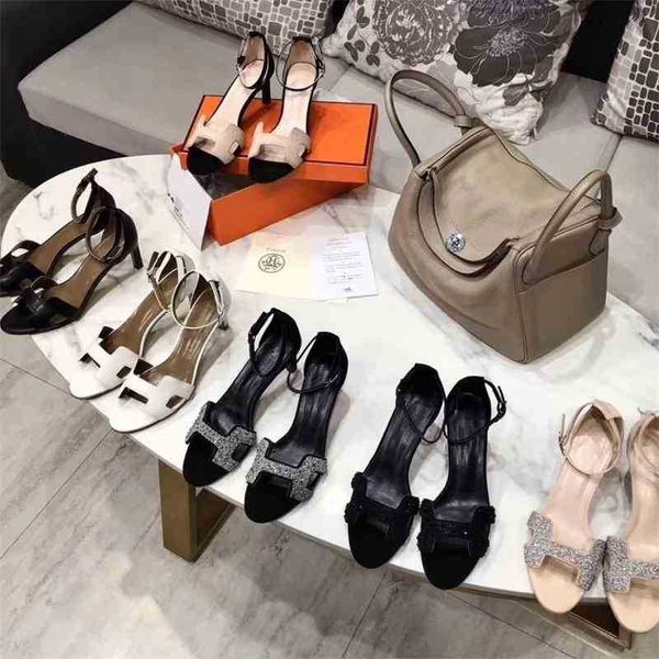2021 new h sandals women's same summer high heel versatile leather sheepskin thin heel fashion soft leather sandals, Black
2021 new h sandals women's same summer high heel versatile leather sheepskin thin heel fashion soft leather sandals, Black