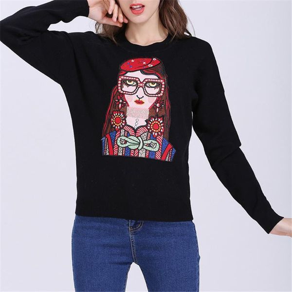 women's sweaters tunjuefs design cartoon girl embroidery sweater women knitted jumper runway long sleeve pullover lolita autumn winter, White;black
women's sweaters tunjuefs design cartoon girl embroidery sweater women knitted jumper runway long sleeve pullover lolita autumn winter, White;black