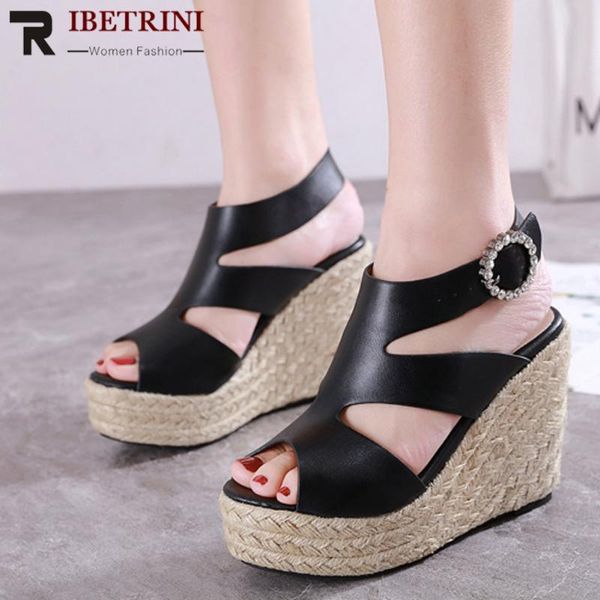 sandals ribetrini vintage women shoes solid buckle peep toe platform high wedges casual comfy summer, Black
sandals ribetrini vintage women shoes solid buckle peep toe platform high wedges casual comfy summer, Black