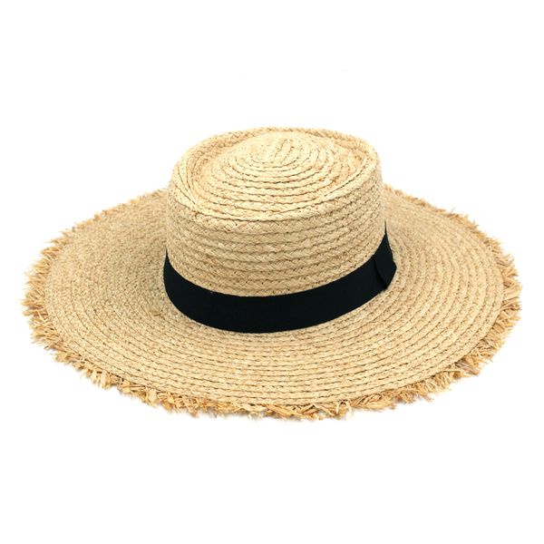 ladies wide brim raffia straw boater flat pork pie cap summer beach sun hat, Blue;gray
ladies wide brim raffia straw boater flat pork pie cap summer beach sun hat, Blue;gray