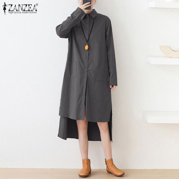 casual dresses zanzea vintage women sundress 2021 autumn long shirt dress lapel neck solid vestido robe sleeve irregular hem, Black;gray
casual dresses zanzea vintage women sundress 2021 autumn long shirt dress lapel neck solid vestido robe sleeve irregular hem, Black;gray