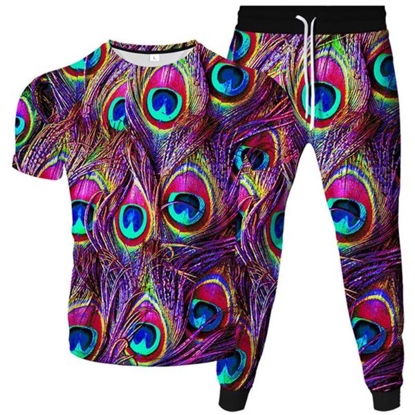 men's tracksuits t-shirt+jogger pants 2pcs set men women fashion tracksuit animal bird peacock colorful feather print male sport suits, Gray
men's tracksuits t-shirt+jogger pants 2pcs set men women fashion tracksuit animal bird peacock colorful feather print male sport suits, Gray