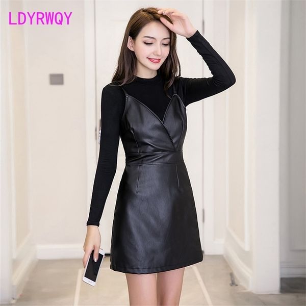 autumn wild two-piece set base slim pu leather strap dress faux leather o-neck knee-length pullover 211109, White
autumn wild two-piece set base slim pu leather strap dress faux leather o-neck knee-length pullover 211109, White
