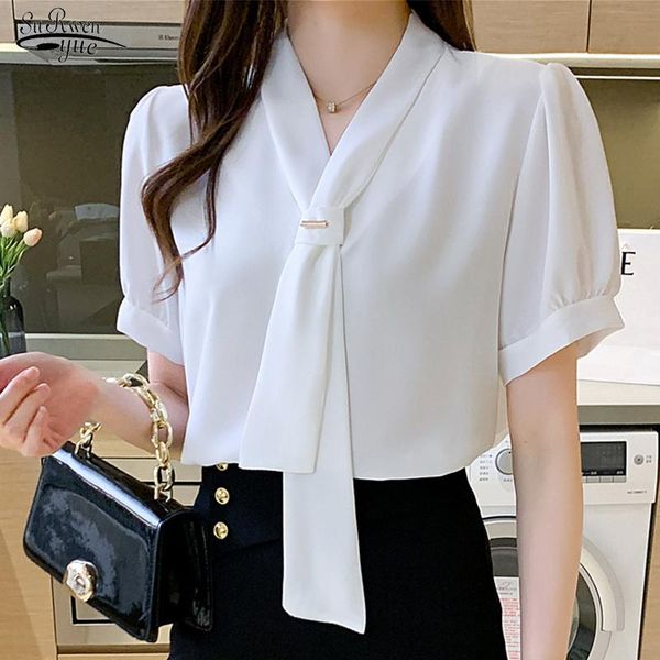 women's blouses & shirts 2021 summer chiffon blouse women fashion white v neck short sleeve female clothing with tie blusas mujer 15063
women's blouses & shirts 2021 summer chiffon blouse women fashion white v neck short sleeve female clothing with tie blusas mujer 15063