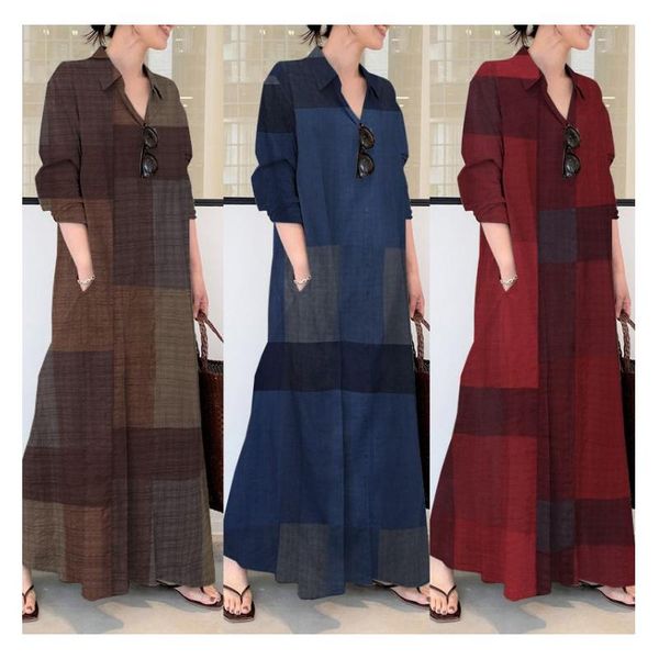 casual dresses women sundress bohemian plaid printed long shirt dress autumn vintage lapel neck sleeve kaftan vestidos robe s-4xl, Black;gray
casual dresses women sundress bohemian plaid printed long shirt dress autumn vintage lapel neck sleeve kaftan vestidos robe s-4xl, Black;gray