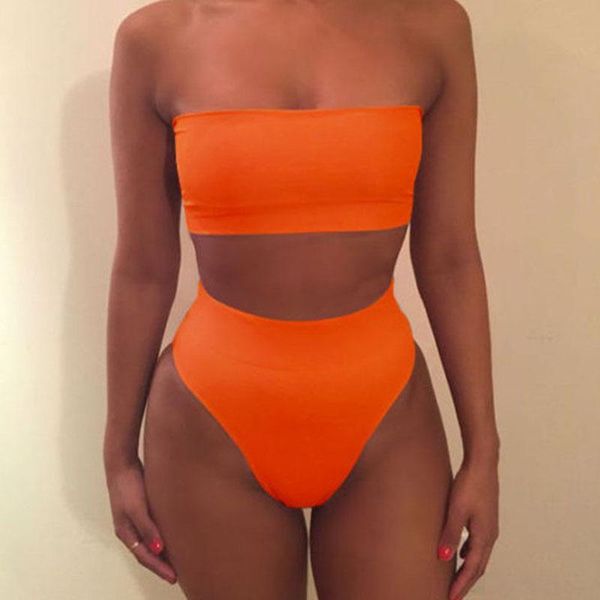 women's swimwear high waisted strapless tube bikini set summer swimsuit two pieces solid brazilian beachwear biquini, White;black
women's swimwear high waisted strapless tube bikini set summer swimsuit two pieces solid brazilian beachwear biquini, White;black