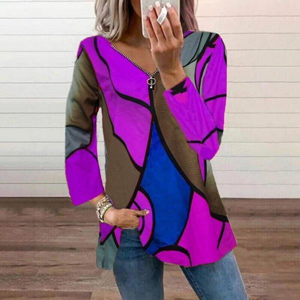 women's blouses & shirts streetwear women pullover autumn fashion v-neck zipper longs sleeve female bloues elegant geometric pattern l, White
women's blouses & shirts streetwear women pullover autumn fashion v-neck zipper longs sleeve female bloues elegant geometric pattern l, White