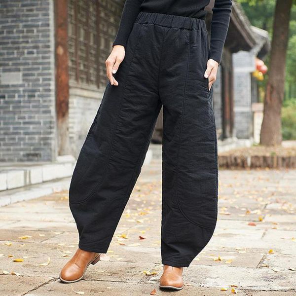 women's pants & capris winter women autumn national style retro casual thickened loose comfort pockets pure color warm trousers, Black;white
women's pants & capris winter women autumn national style retro casual thickened loose comfort pockets pure color warm trousers, Black;white