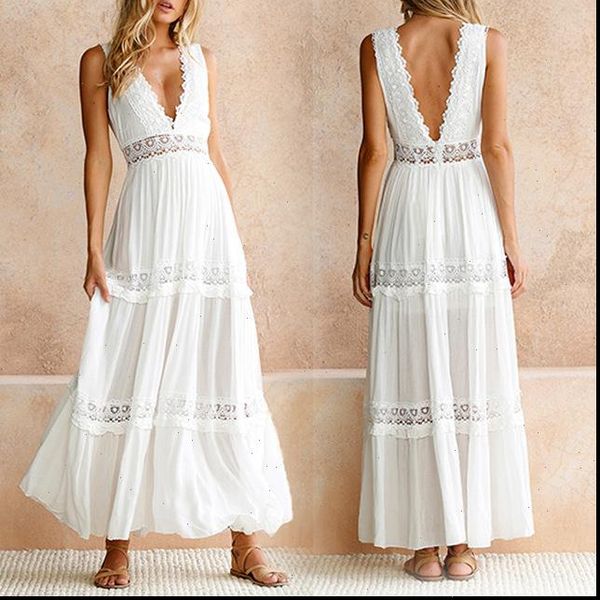 women deep v neck elegant white lace dresses backless hollow out summer long maxi dresses female clothing, Black;gray
women deep v neck elegant white lace dresses backless hollow out summer long maxi dresses female clothing, Black;gray