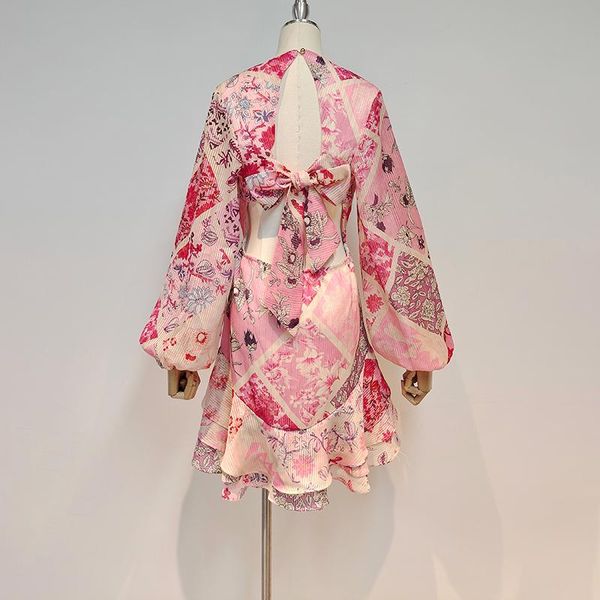 casual dresses pink print vintage dress for women v neck lantern long sleeve high waist hit color mini female summer style, Black;gray
casual dresses pink print vintage dress for women v neck lantern long sleeve high waist hit color mini female summer style, Black;gray