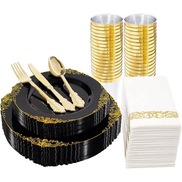 disposable dinnerware 175 piece cutlery set black plastic tray with golden border and silver wedding birthday party supplies
disposable dinnerware 175 piece cutlery set black plastic tray with golden border and silver wedding birthday party supplies