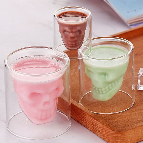 double wall skull cup, transparent for wine, whisky, tea and coffee, reusable glass tools, bar accessories, 25-250ml
double wall skull cup, transparent for wine, whisky, tea and coffee, reusable glass tools, bar accessories, 25-250ml