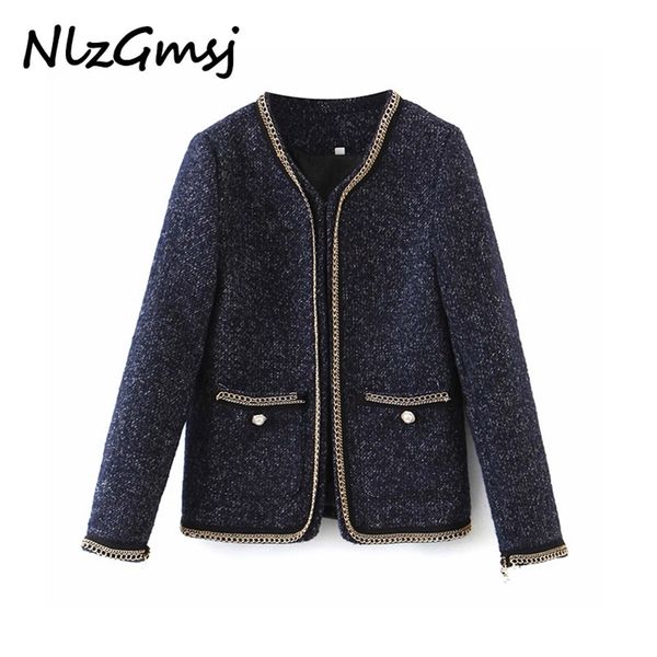 jacket women chain decorate tweed short style coats long sleeves ladies elegant autumn winter coat 210628, Black;brown
jacket women chain decorate tweed short style coats long sleeves ladies elegant autumn winter coat 210628, Black;brown