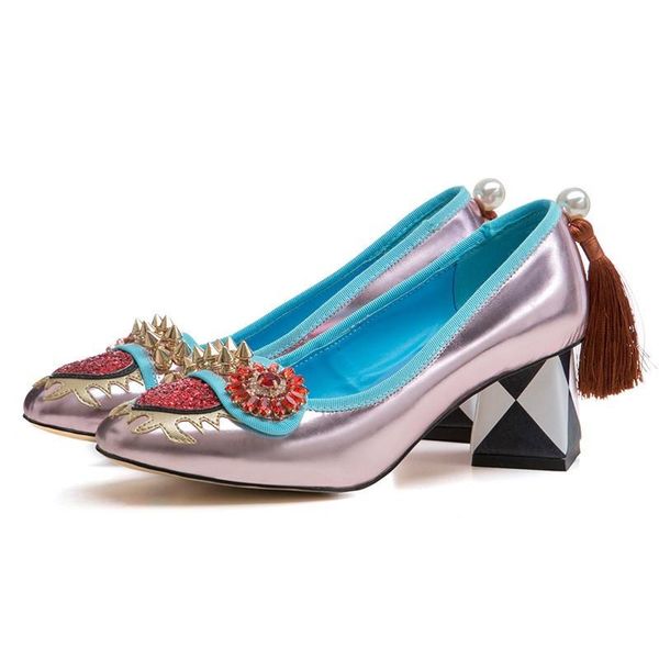 cow leather crystal red-heart women pumps square geometric heel fringe women wedding shoes embroider rivet runway shoes, Black
cow leather crystal red-heart women pumps square geometric heel fringe women wedding shoes embroider rivet runway shoes, Black