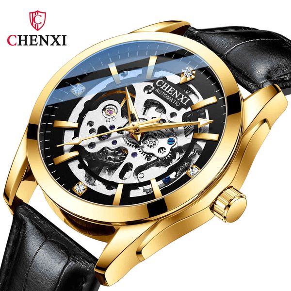 watch chenxi samurai automatic mechanical men's leather hollow out mani 33, Slivery;brown
watch chenxi samurai automatic mechanical men's leather hollow out mani 33, Slivery;brown