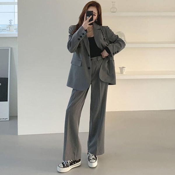 women's two piece pants elegant ladies blazer set single-breasted suit jacket & high waist loose casual women pant suits 2021 autumn se, White
women's two piece pants elegant ladies blazer set single-breasted suit jacket & high waist loose casual women pant suits 2021 autumn se, White