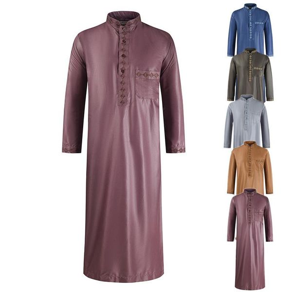 muslim style men's long shirt solid stand collar pocket decor long sleeve single breasted autumn national customs male robe, White;black
muslim style men's long shirt solid stand collar pocket decor long sleeve single breasted autumn national customs male robe, White;black