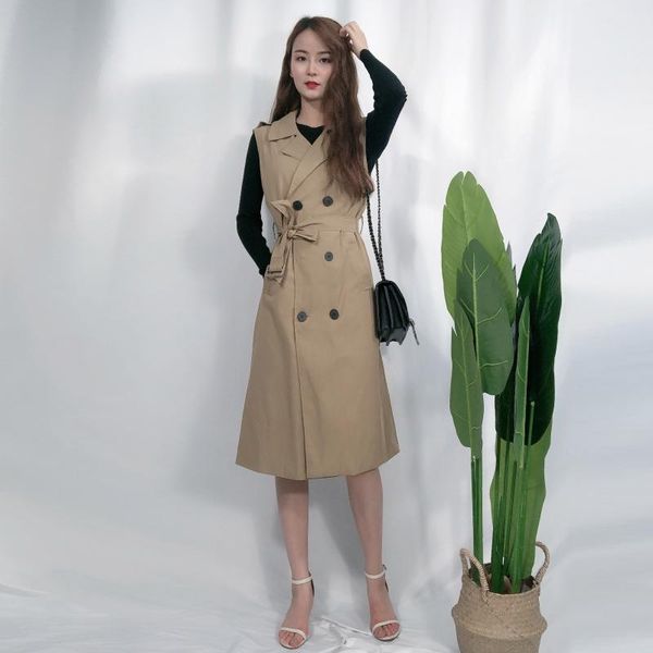 women's trench coats office lady long plus size fashion sleeveless double breasted windbreaker vest jacket, Tan;black
women's trench coats office lady long plus size fashion sleeveless double breasted windbreaker vest jacket, Tan;black