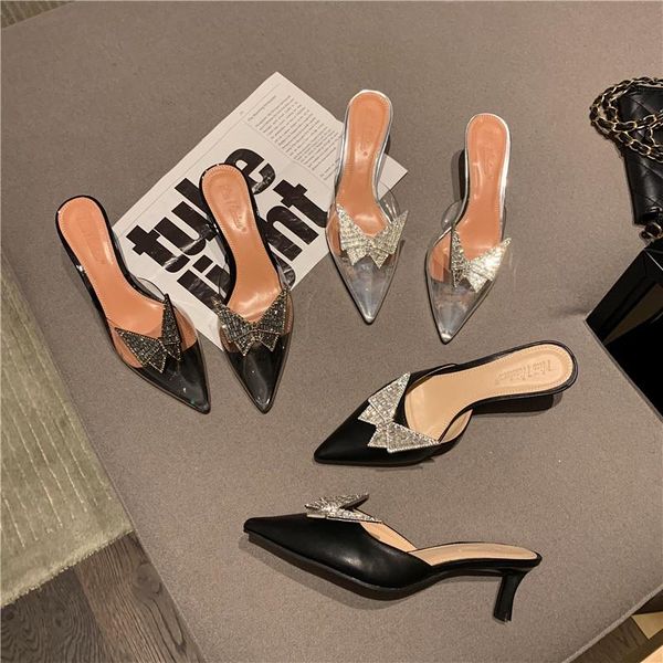 slippers pointed toe women sandals rhinestone butterfly design thin high heels casual fashion elegant slides size 35-39, Black
slippers pointed toe women sandals rhinestone butterfly design thin high heels casual fashion elegant slides size 35-39, Black