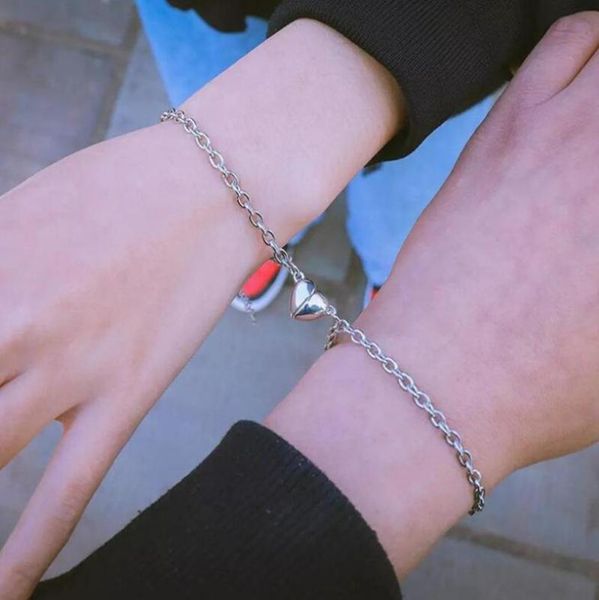link, chain 2pcs / set creative fashion heart magnet pendant couple bracelet glamour combination valentine's day jewelry gifts, Black
link, chain 2pcs / set creative fashion heart magnet pendant couple bracelet glamour combination valentine's day jewelry gifts, Black