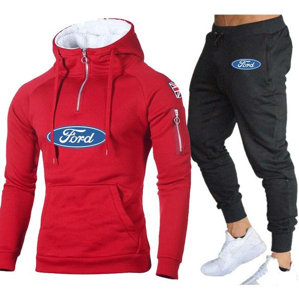 jogging clothing 2021 trendy men's suit ford logo printing spring and autumn solid color matching hoodie + pants two-piece, Black;red
jogging clothing 2021 trendy men's suit ford logo printing spring and autumn solid color matching hoodie + pants two-piece, Black;red