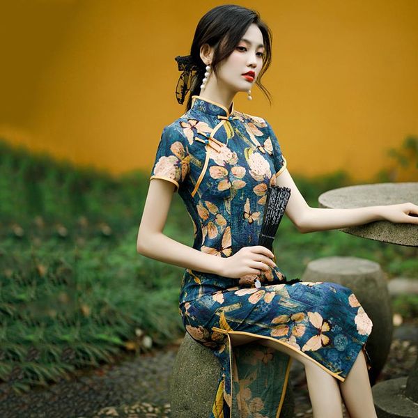 ethnic clothing cheongsam chinese women's dress high slit monolayer butterfly floral printed cotton linen short sleeve elegant retro mi, Red
ethnic clothing cheongsam chinese women's dress high slit monolayer butterfly floral printed cotton linen short sleeve elegant retro mi, Red