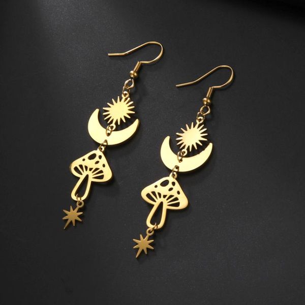 dangle & chandelier teamer fashion lovely shinning mushroom moon earrings for women girls stainless steel long cute boho jewelry gifts, Silver 
dangle & chandelier teamer fashion lovely shinning mushroom moon earrings for women girls stainless steel long cute boho jewelry gifts, Silver