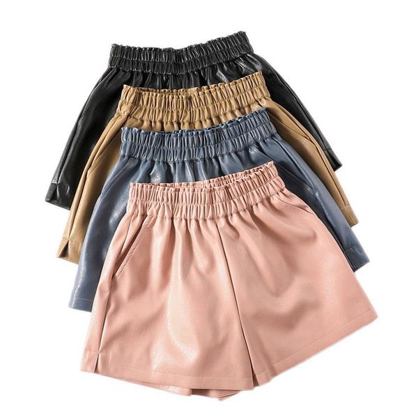 women's shorts streetwear elastic high waist ladies autumn winter pu leather women casual black pink wide leg biker c7731, White;black
women's shorts streetwear elastic high waist ladies autumn winter pu leather women casual black pink wide leg biker c7731, White;black