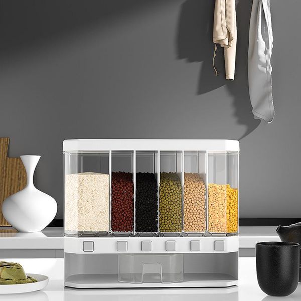 10kg wall mounted divided rice and cereal dispenser plastic cereal storage box 6 moisture proof automatic racks for kitchen
10kg wall mounted divided rice and cereal dispenser plastic cereal storage box 6 moisture proof automatic racks for kitchen