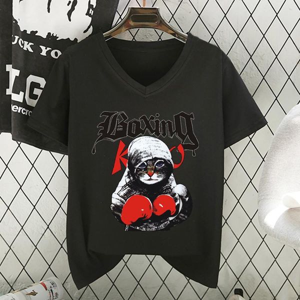 women's t-shirt s- xxxl 2021 summer t shirt women soft loose fresh casual v-neck short couple shirts 8 colors boxing cat print, White
women's t-shirt s- xxxl 2021 summer t shirt women soft loose fresh casual v-neck short couple shirts 8 colors boxing cat print, White