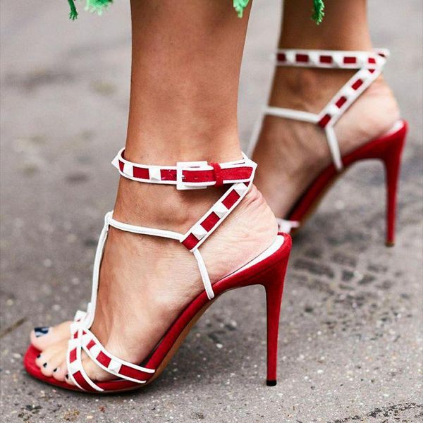 dress shoes women summer gladiator high heels sandals rivet t tied open toe red stiletto sandalias mujer, Black
dress shoes women summer gladiator high heels sandals rivet t tied open toe red stiletto sandalias mujer, Black