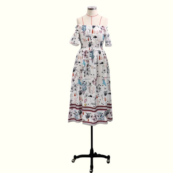 2021 new print twill neckline summer midi dress vestdos bb0v, Black;gray 
2021 new print twill neckline summer midi dress vestdos bb0v, Black;gray