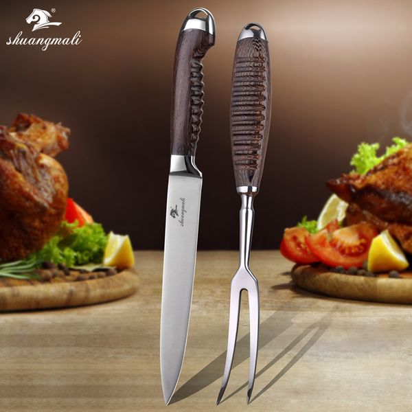 shuangmai 2pcs roasting fork knife set 5cr15mov stainess stee barbecue carving fork wenge wood hande ceaver meat fork knife
shuangmai 2pcs roasting fork knife set 5cr15mov stainess stee barbecue carving fork wenge wood hande ceaver meat fork knife