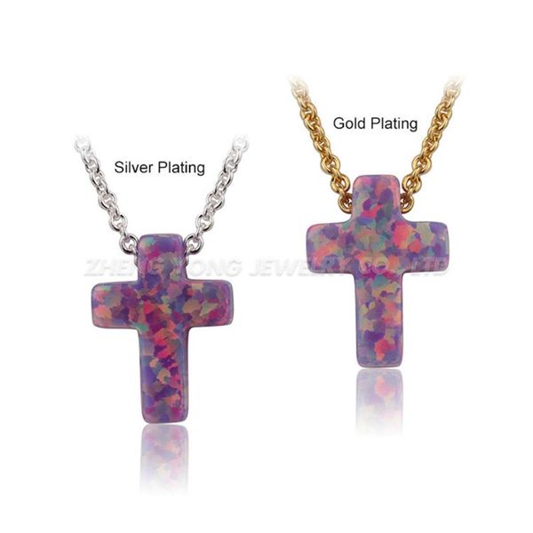 pendant necklaces fashion brass chain opal cross pendants necklace, Silver
pendant necklaces fashion brass chain opal cross pendants necklace, Silver