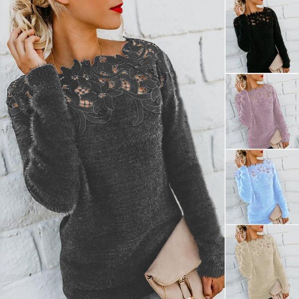 women's sweaters 2021 women solid color long sleeve o neck floral lace pullover plus size sweater vintage, White;black
women's sweaters 2021 women solid color long sleeve o neck floral lace pullover plus size sweater vintage, White;black