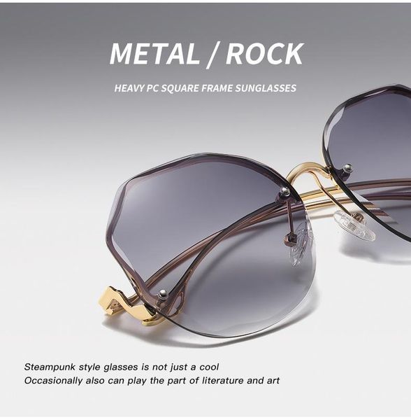 sunglasses fashion rimless women irregular trimming ocean sheet metal classic gradient colour outdoor beach glasses, White;black
sunglasses fashion rimless women irregular trimming ocean sheet metal classic gradient colour outdoor beach glasses, White;black