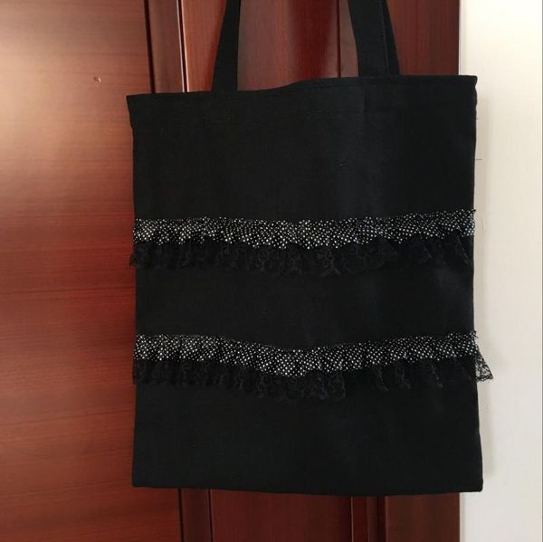 shopping bags yile fashion unique black cotton canvas tote shoulder bag pleated trim 715a
shopping bags yile fashion unique black cotton canvas tote shoulder bag pleated trim 715a