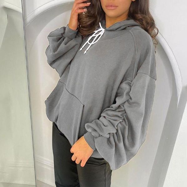 hoodies solid streetwear casual loose lady clothes autumn pleated hooded women's sweatshirt long sleeve drawstring pocket, Black
hoodies solid streetwear casual loose lady clothes autumn pleated hooded women's sweatshirt long sleeve drawstring pocket, Black