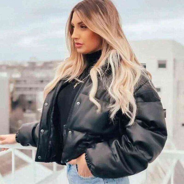 winter parka coat women's jacket thick warm women fashion black pu leather coats women elegant zipper faux leather jackets 211118
winter parka coat women's jacket thick warm women fashion black pu leather coats women elegant zipper faux leather jackets 211118