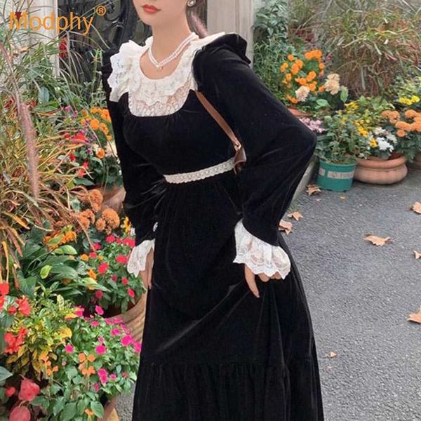 spring o-neck long-sleeved lace stitching velvet dress elegant women's black club evening party vestidos 210527, Black;gray
spring o-neck long-sleeved lace stitching velvet dress elegant women's black club evening party vestidos 210527, Black;gray