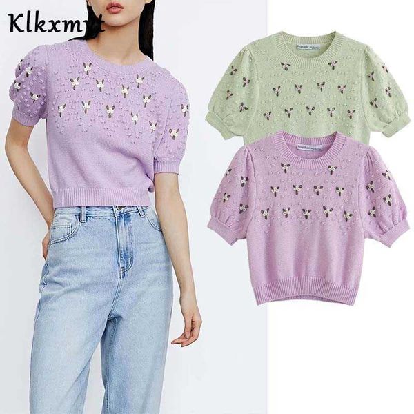 klkxmyt za women sweet fashion floral o neck cropped knitted sweater vintage short sleeve female pullovers chic 210527, White;black
klkxmyt za women sweet fashion floral o neck cropped knitted sweater vintage short sleeve female pullovers chic 210527, White;black