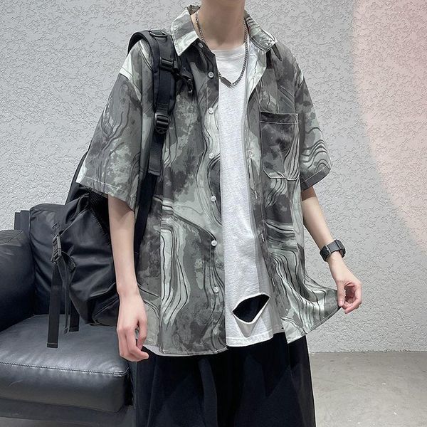 men's casual shirts men women short sleeve flower shirt water ink printed hawaiian trend loose beach leisure couples 2021 streets, White;black
men's casual shirts men women short sleeve flower shirt water ink printed hawaiian trend loose beach leisure couples 2021 streets, White;black