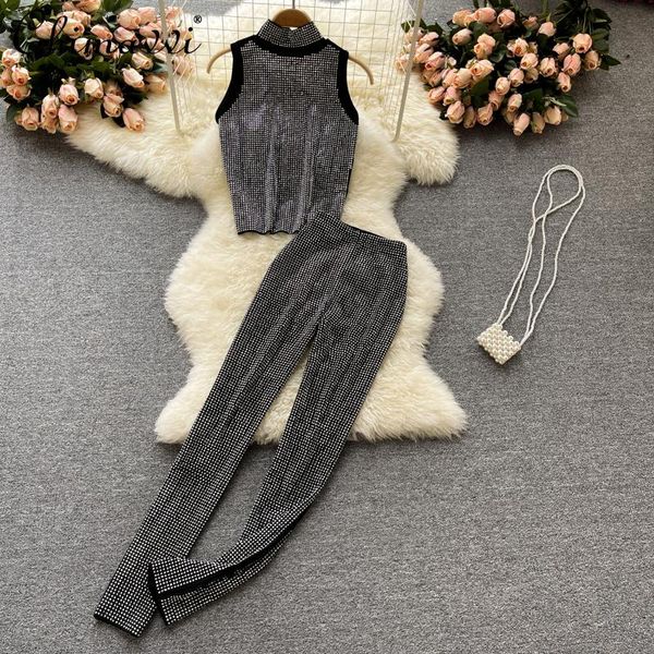 women's two piece pants women 2021 summer sleeveless short ladies fashion solid high waist skinny embroidery drilling two-piece suit, White
women's two piece pants women 2021 summer sleeveless short ladies fashion solid high waist skinny embroidery drilling two-piece suit, White