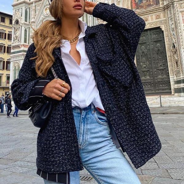 women's jackets women fashion long sleeve pockets outerwear stylish loose tweed plaid jacket coat female black chic coats casual stree, Black;brown
women's jackets women fashion long sleeve pockets outerwear stylish loose tweed plaid jacket coat female black chic coats casual stree, Black;brown