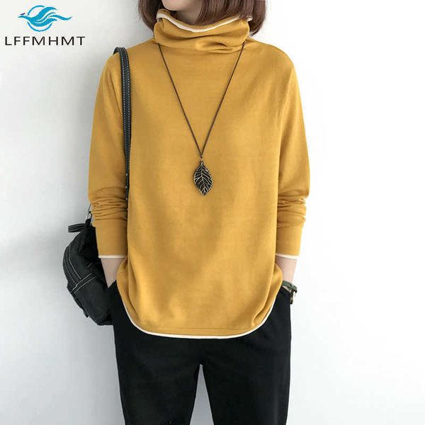 9955 women spring fall chic patchwork long sleeve turtleneck pullover thin sweater office lady loose casual simple bottoming 210922, White;black
9955 women spring fall chic patchwork long sleeve turtleneck pullover thin sweater office lady loose casual simple bottoming 210922, White;black
