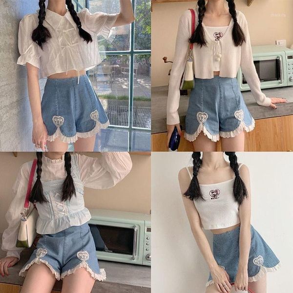 women's shorts all-match retro jeans high waist lace edge fashion polyester summer female girls sweet cute casual, White;black
women's shorts all-match retro jeans high waist lace edge fashion polyester summer female girls sweet cute casual, White;black