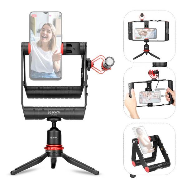 multifunctional smartphone video rig kit foldable smartphone cage + mini cardioid microphone + desktripod for live streaming
multifunctional smartphone video rig kit foldable smartphone cage + mini cardioid microphone + desktripod for live streaming