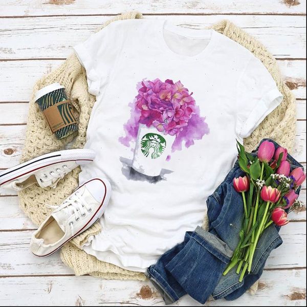 women summer short sleeve cartoon floral flower and coffee print fashion lady t shirts female t shirt ladies womens clothes, White
women summer short sleeve cartoon floral flower and coffee print fashion lady t shirts female t shirt ladies womens clothes, White